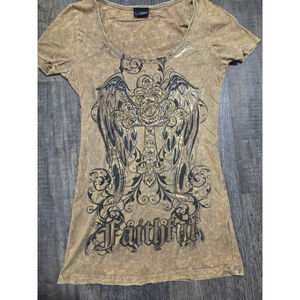 DayTrip Women's Small Rhindstone Affliction Style AOP Crosses